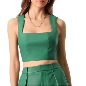 SOLD. Women’s Avec Les Filles Faux Leather Crop Top. Size XS.